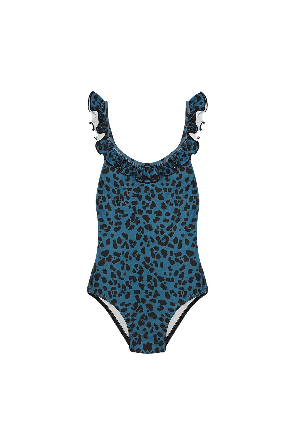 Teal Blue Baby Cerdeña Cross Ruffles Swimsuit