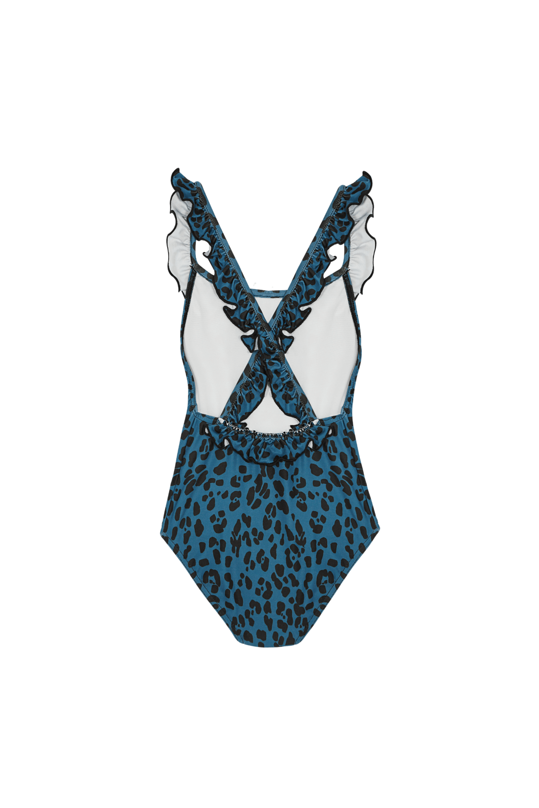 Teal Blue Cerdeña Cross Ruffles Swimsuit