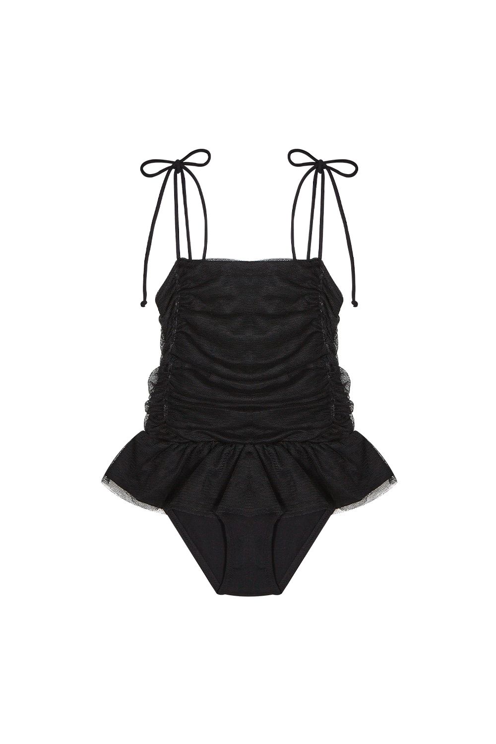 Black Baby Milos Drapped Tulle Swimsuit