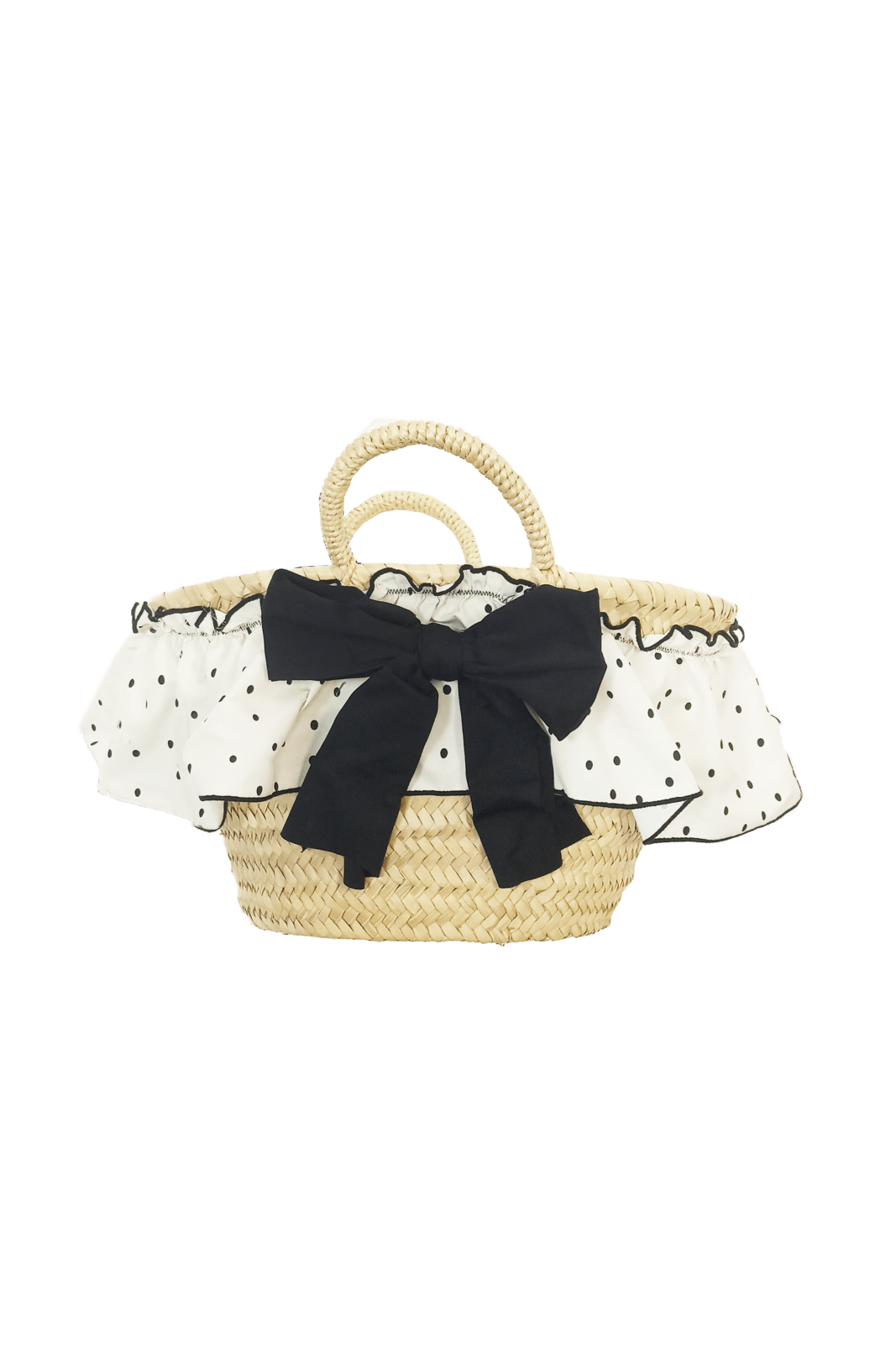 Ivory Dots Formentera Bow Straw Bag