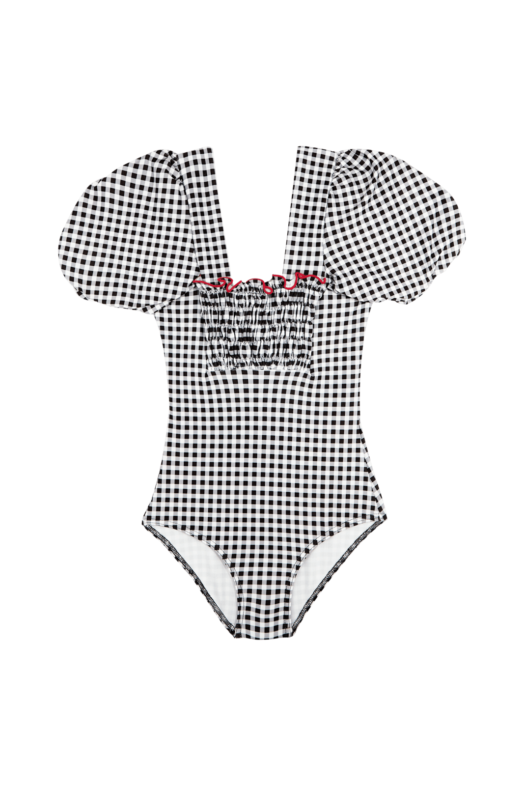 Black and White Plaids Baby Ibiza Sleeves Swimsuit