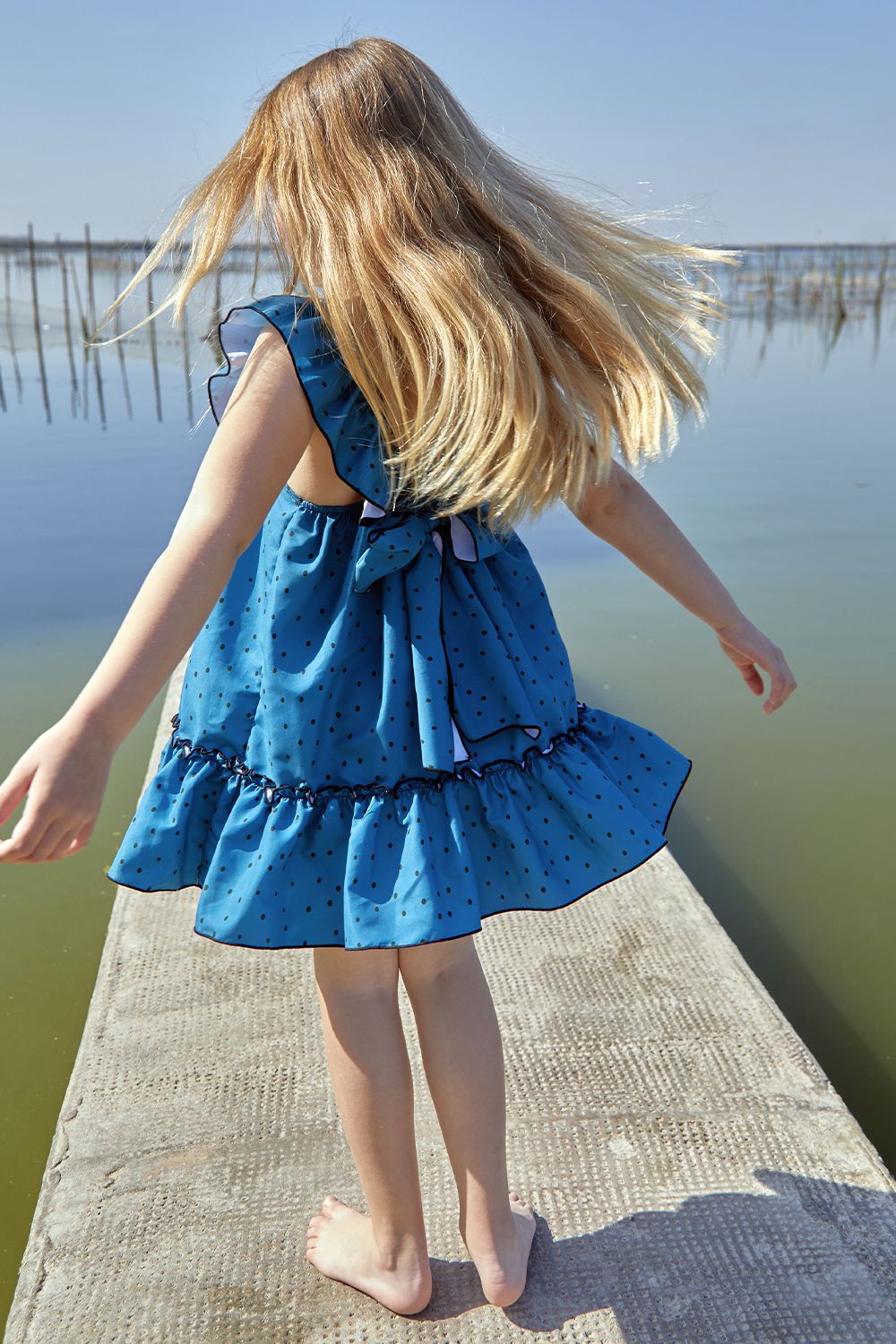 Teal Blue Santorini Baby Fast Dry Bow Dress