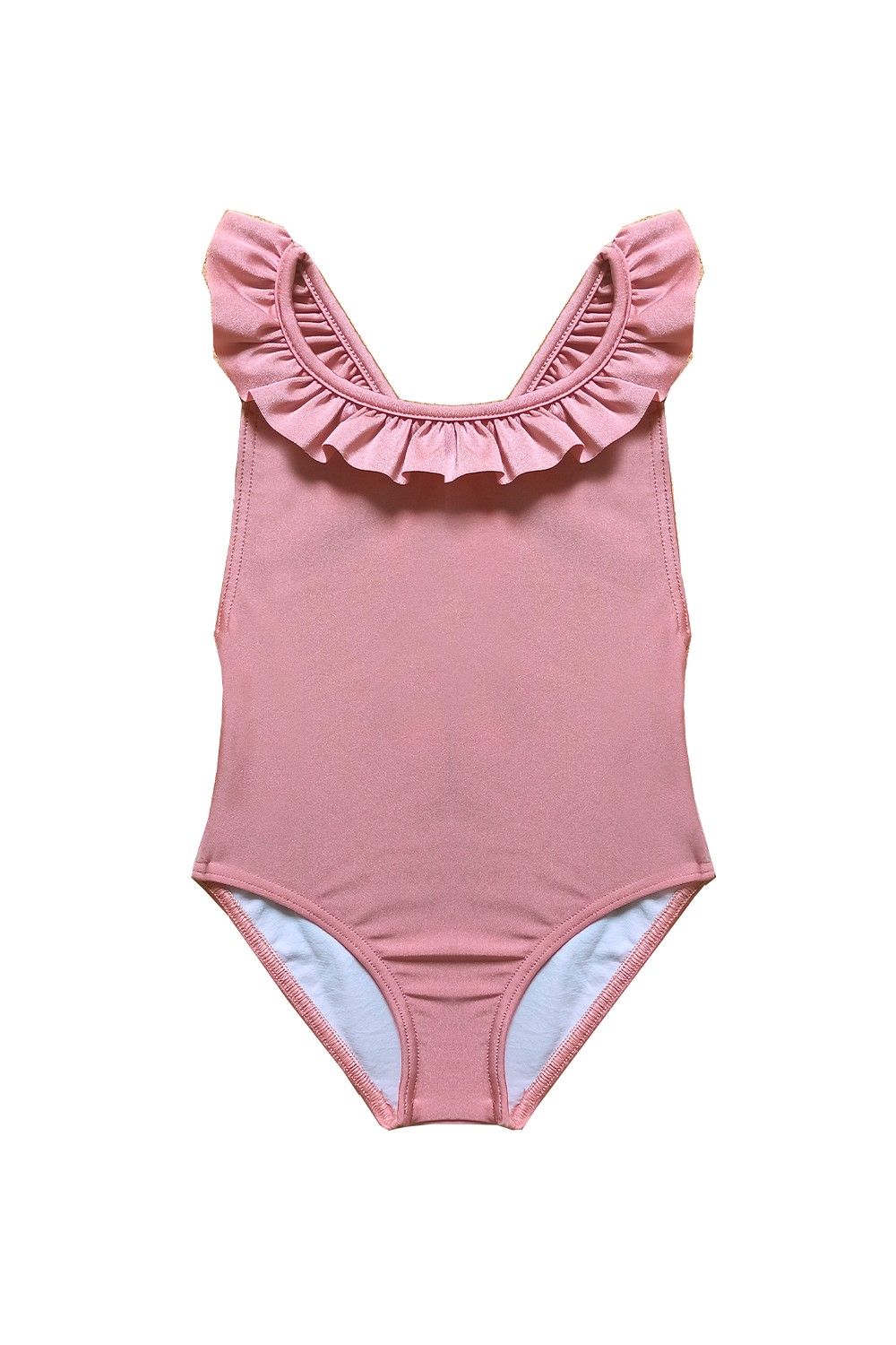Dusty Pink Cross Ruffles Swimsuit