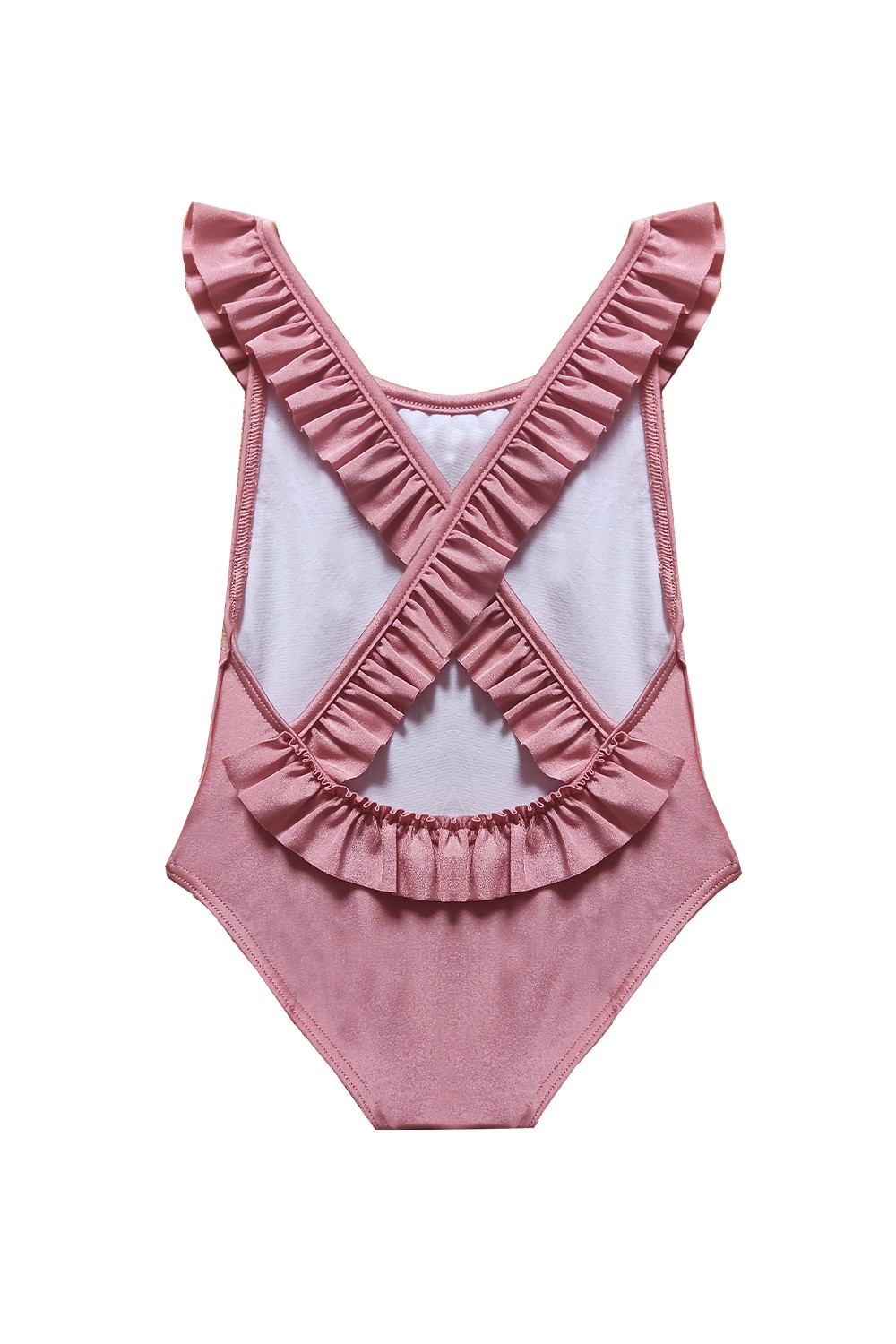 Dusty Pink Baby Cross Ruffles Swimsuit