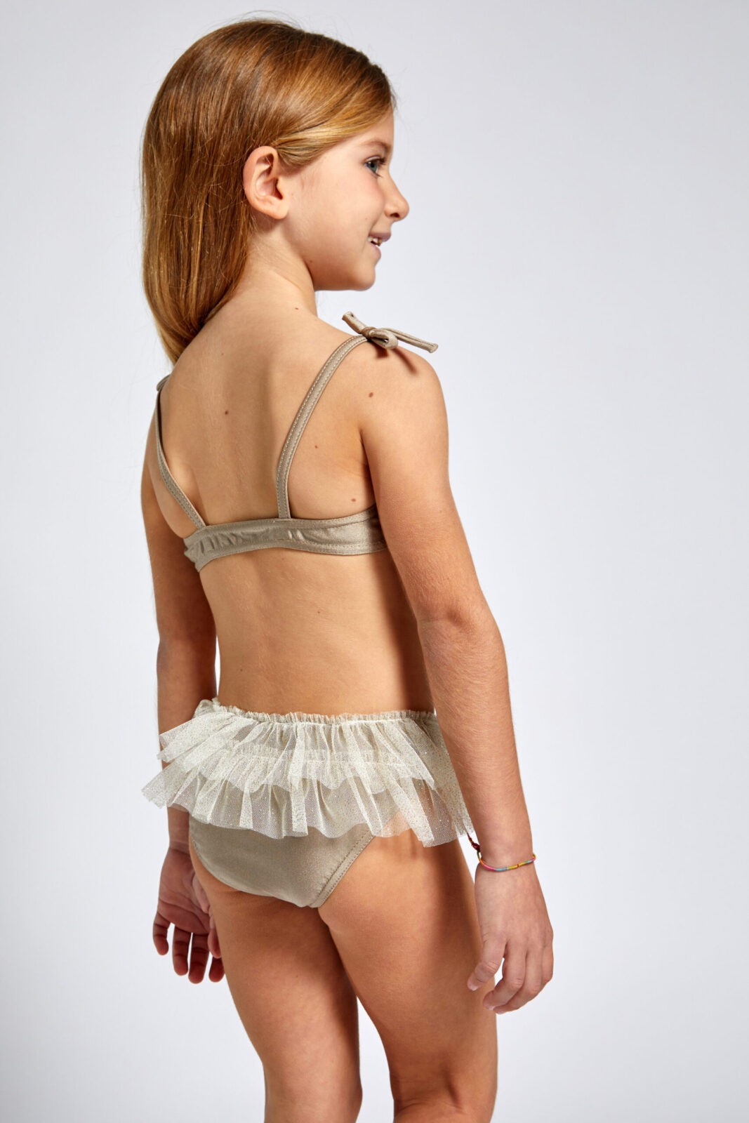 Taupe, Ses Illetes Baby Girl Dancer Bikini