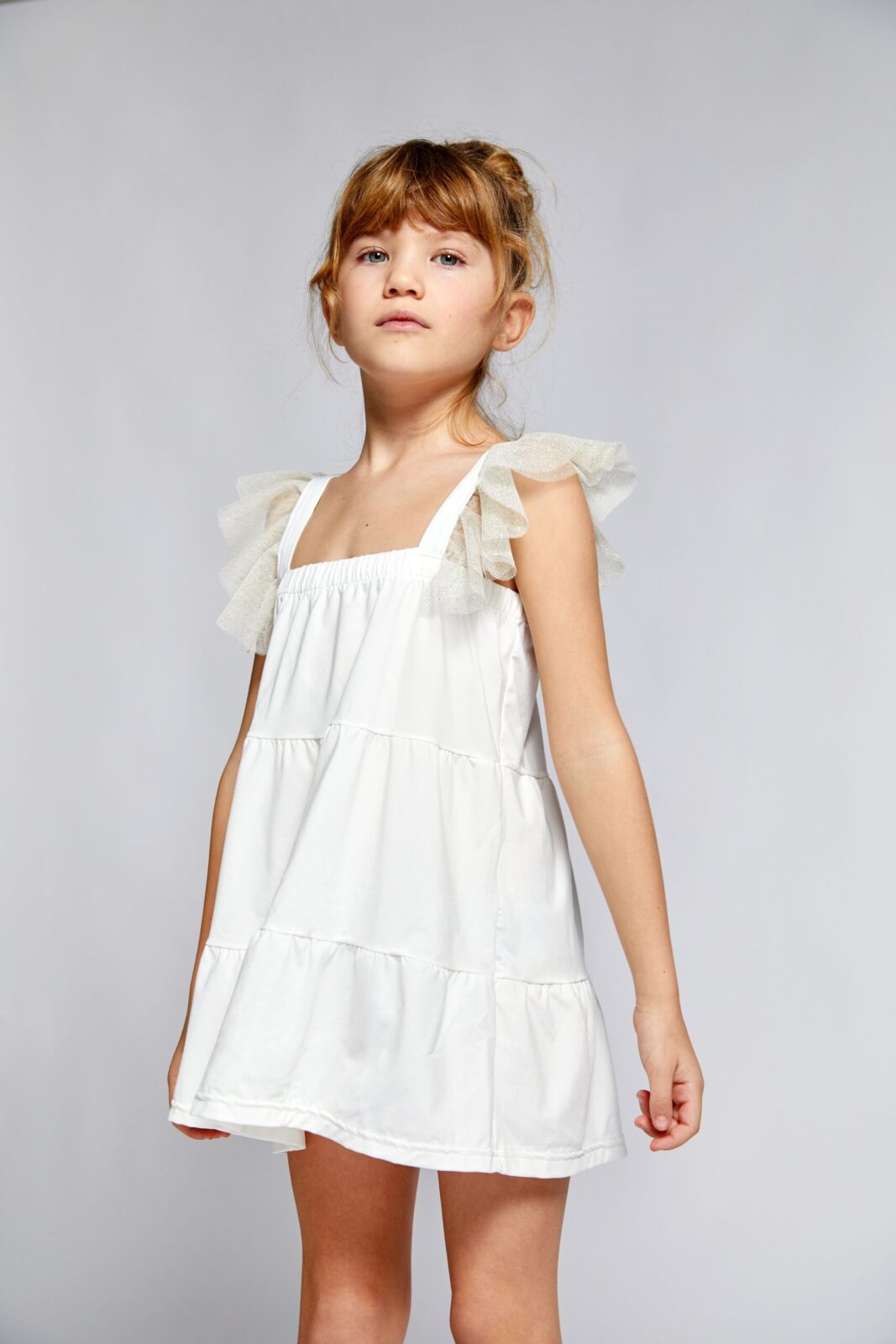 White, Comte Baby Girl Triple Flounce Dress