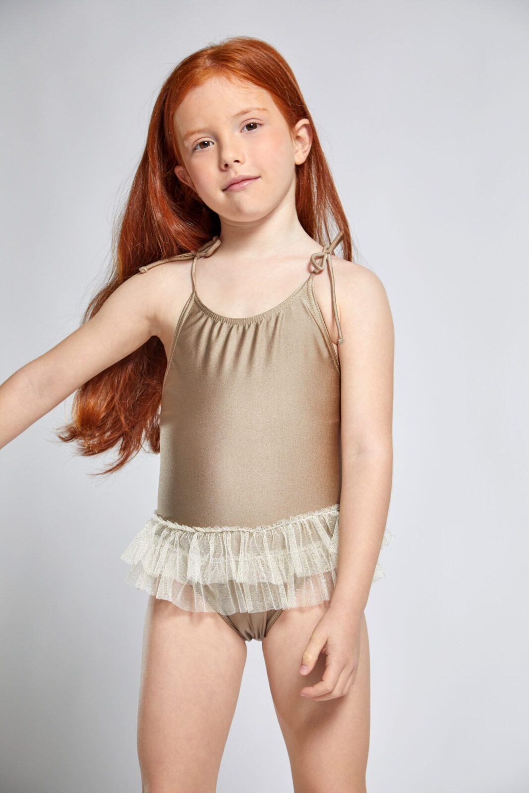 Taupe, Ses Illetes Baby Girl Dancer Swimsuit
