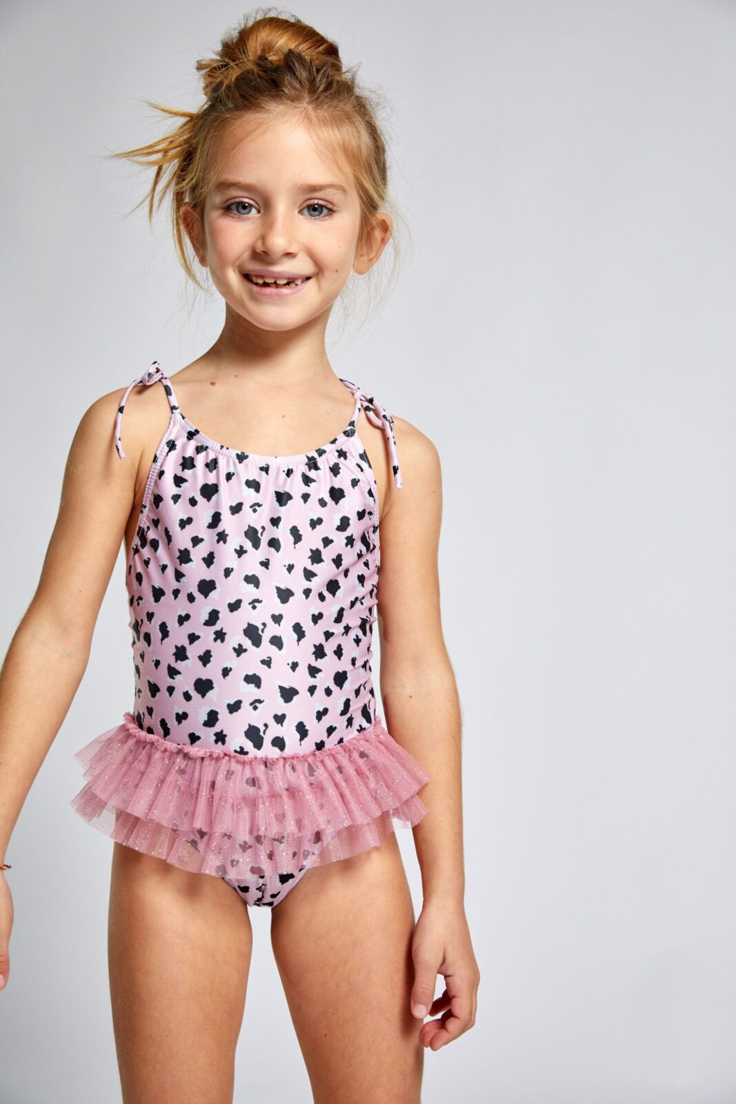 Pink, Animal Print Myrtos Baby Girl Dancer Swimsuit