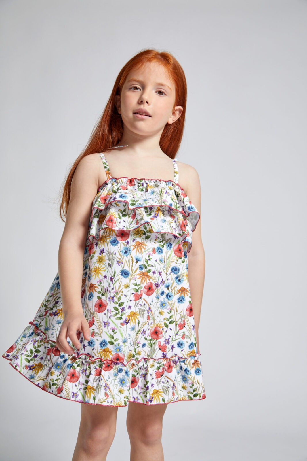 Multicolor Macarelleta Double Ruffle Girl Dress