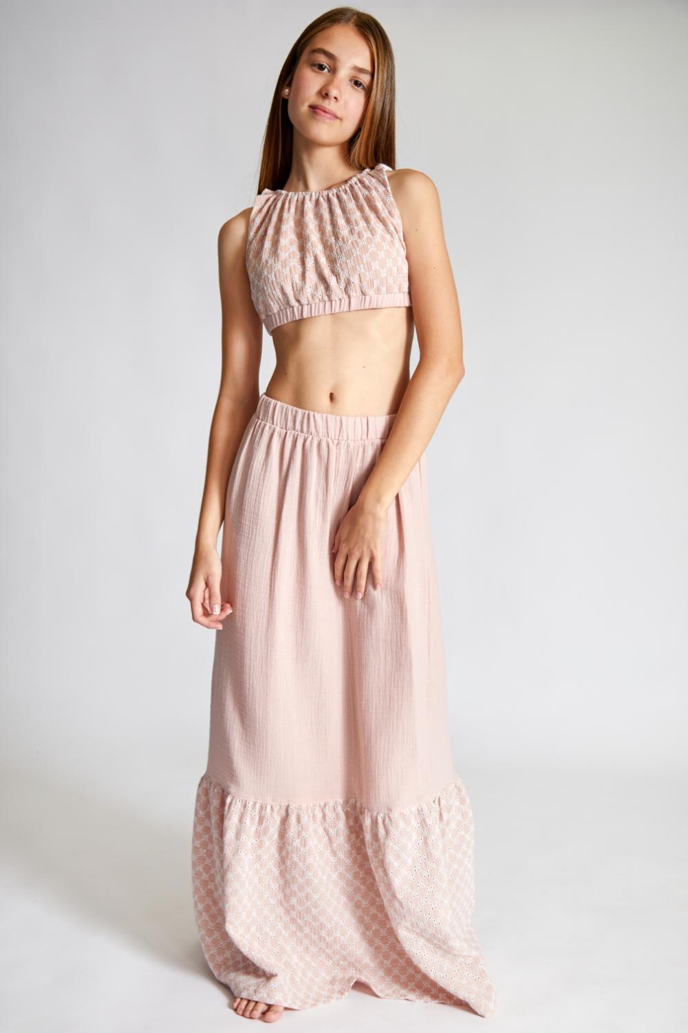 Positano Dusty Pink Midi Skirt