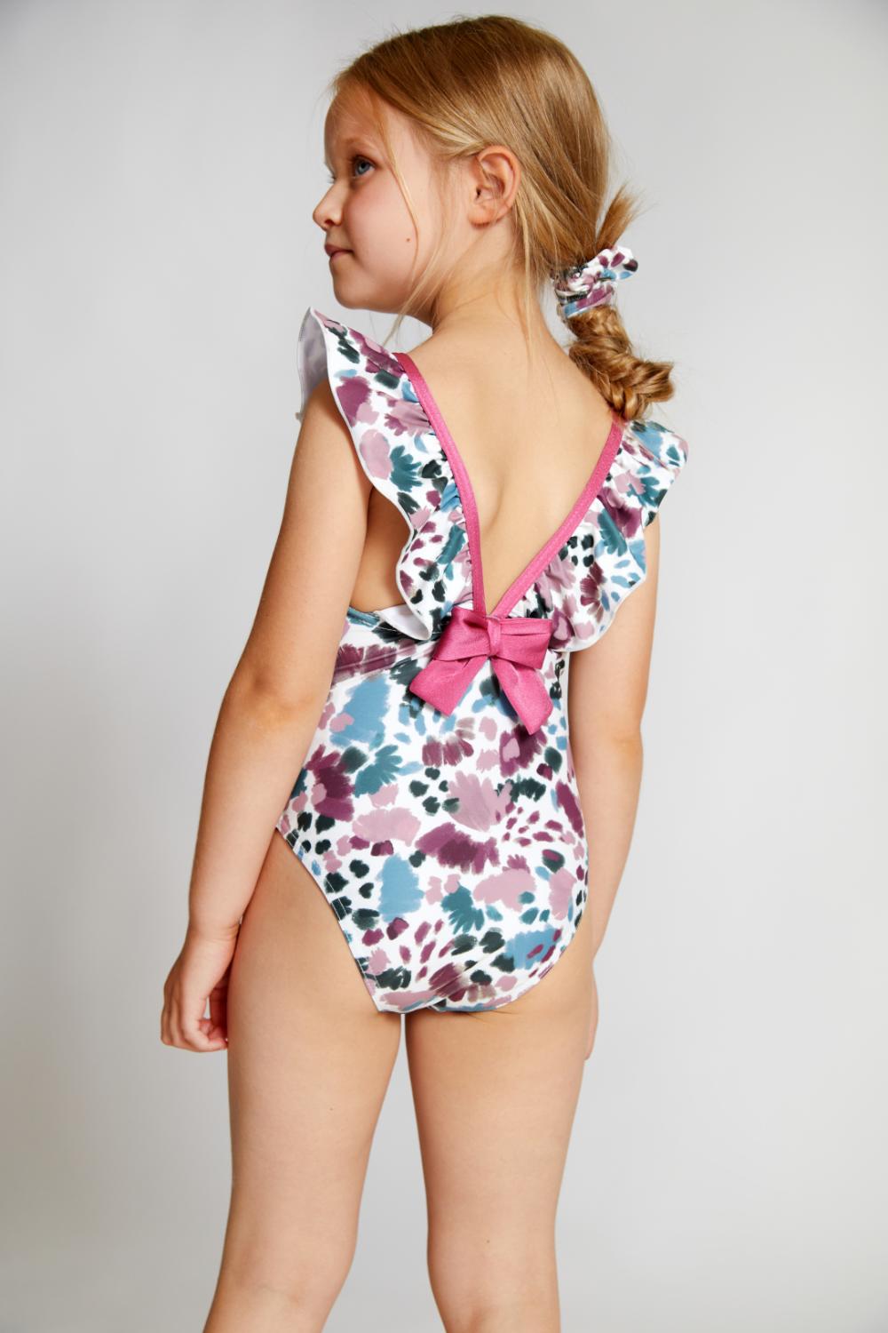 Palermo Ruffles and Bow Multicolor Crayons Swimsuit